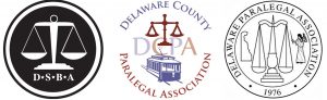 Delaware State Bar Association, Delaware Paralegal Association and Delaware County Paralegal Association logos