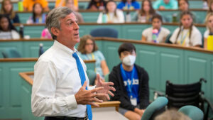 Delaware Gov. John Carney speaking with Governor's School students