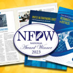 A collage of print pieces that received awards in the 2023 DPA and NFPW competitions